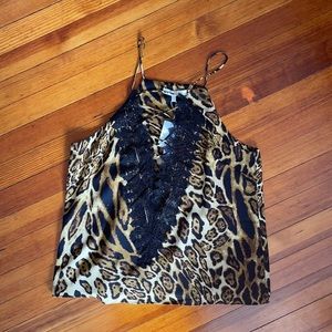 Wayf poise lace up cheetah cami strappy tank